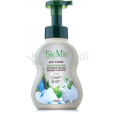 ЭКО пена для мытья посуды,овощей и фруктов BIO MIO  без запаха 350мл (1/10)