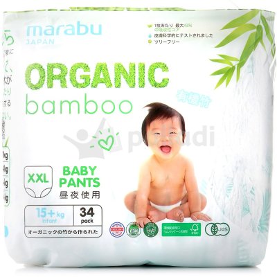 Трусики-подгузники MARABU ORGANIC для детей XXL 15кг+ 34шт