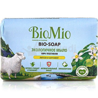 ЭКО Мыло туалетное BIO MIO литсея и бергамот 90г