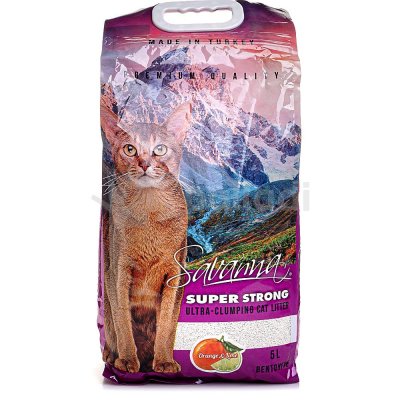 Наполнитель для кошачьих туалетов SAVANNA Super Strong комкующийся апельсин/лайм 5л