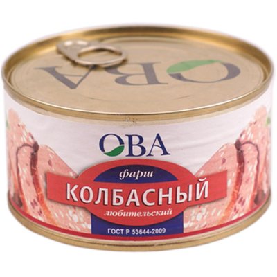 Фарш колбасный ОВА любительский 325г ж/б 