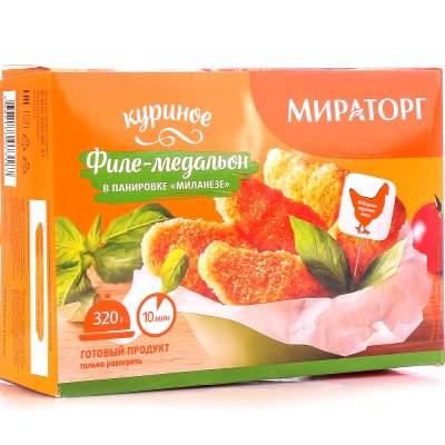 Филе грудки куриное Мираторг 320г в панировке Миланезе