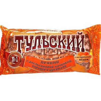 Пряник Тульский 140гр с апельсиновой начинкой, корица и цукатами