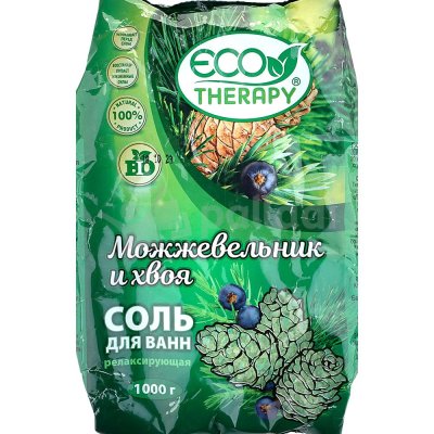 Соль для ванны Ecotherapy релаксирующая 1кг Можевельник и хвоя
