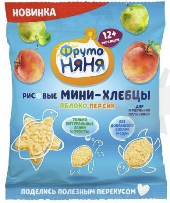 Мини-хлебцы рисовые Фруто Няня 30г яблоко/персик