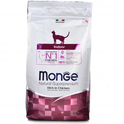 Monge Cat Indoor Superpremium Корм для домашних кошек Курица и рис 1,5кг 5111