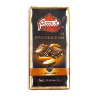 Шоколад Российский 90г темный с миндалем 