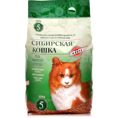 Наполнитель для кошачьих туалетов древесный Сибирская кошка Флора 5л