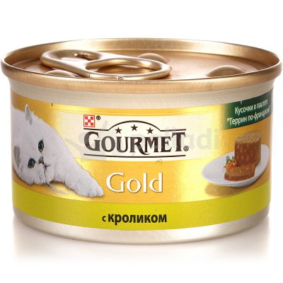 Корм для кошек GourmeT Gold 85г с кролик/кусочки в паштете Террин по-французски 