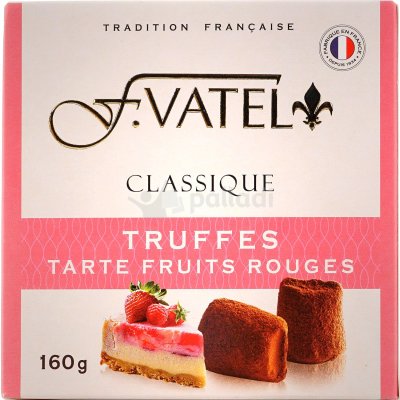Конфеты F.Vatel 160г Трюфель с кусочками пирога со вкусом малины и клубники