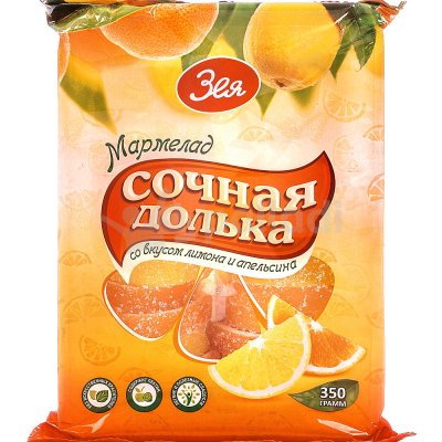 Мармелад Зея сочная долька с вкусом лимона и апельсина 350г