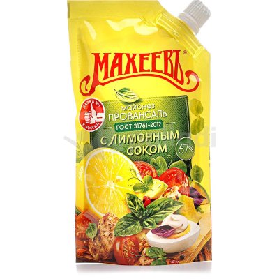 Майонез Махеевъ 200г дой/пак с лимонным соком 1/20