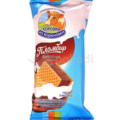 Мороженое Коровка из Кореновки пломбир шоколадный сендвич 80г