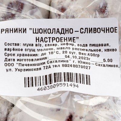 Пряники Шоколадно-сливочное настроение 400г Печенюшки Сахалина