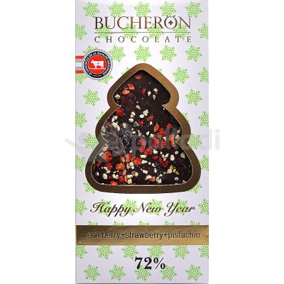 Шоколад BUCHERON 100г горький с клюквой,клубникой и фисташками