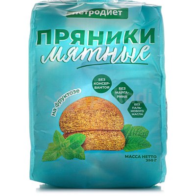 Пряники Петродиет 350г мятные на фруктозе 