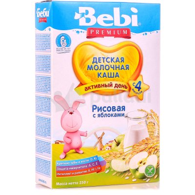 Каша Bebi премиум 200г молочная рисовая с яблоком с 4 месяцев