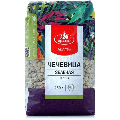 Крупа Агро-Аляьнс 450г Чечевица зеленая