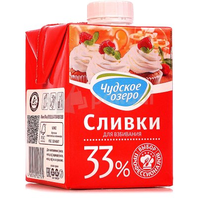 Сливки Чудское озеро 33% 500мл 1/12