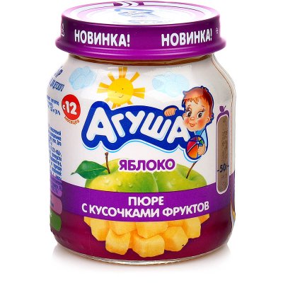 Пюре Агуша 105г яблоко с кусочками фруктов