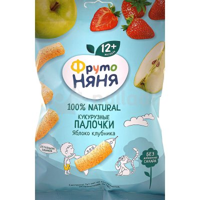 Кукурузные палочки Фруто Няня 20г яблоко/клубника