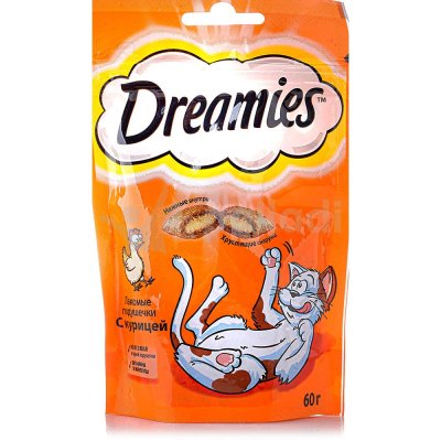 Корм для кошек Dreamies 60г подушечки с курицей 1/6