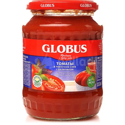 Томаты Глобус в томатном соке с базиликом 720г ст/б