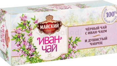 Чай Майский Иван-чай 25пак с черным чаем и чабрецом