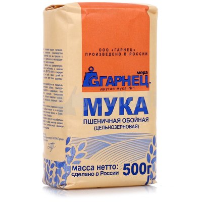 Мука Гарнец 500г пшеничная отбойная (цельнозерновая)