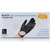 Перчатки хозяйственные винил/нитрил BLACK GLOVES 100шт размер L