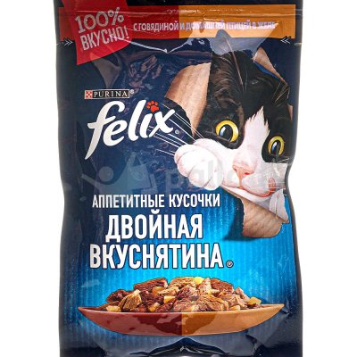 Felix в желе Двойной вкус 75г говядина и домашняя птица