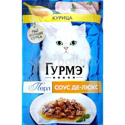 Корм для кошек Гурмэ Перл соус де-люкс 75г с курицей