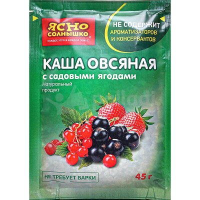 Каша Ясно солнышко овсяная 45г с садовыми ягодами