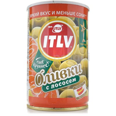 Оливки ITLV 300г б/к с лососем ж/б