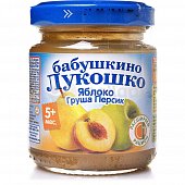 Пюре Бабушкино Лукошко 100г яблоко/груша/персик ст/б