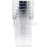 Набор пластиковых стаканов 200мл 6шт серебряная окантовка