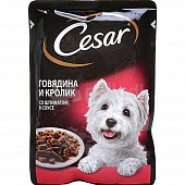 Корм для собак Cesar 85г говядина и кролик со шпинатом в соусе