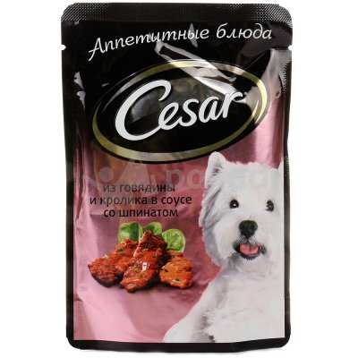 Корм для собак Cesar 100г говядина/кролик в соусе со шпинатом