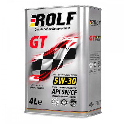 Масло моторное 5W30 SN/CF ROLF GT 4л синтетическое
          Артикул: 322228