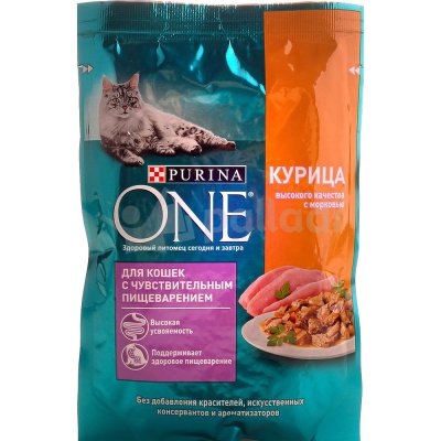 Корм Purina ONE 75г для кошек курица и морковь