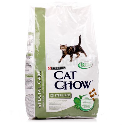 Корм сухой для кошек CAT CHOW 1,5кг для кастрированных котов и стерилизованных кошек