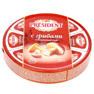 Сыр плавленый Президент 140г с грибами