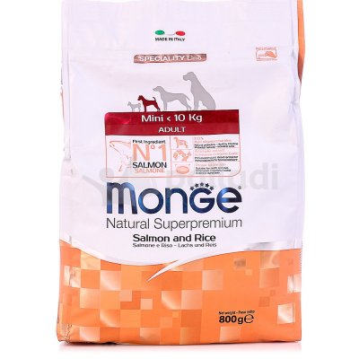 Monge Natural Superpremium Mini Adult Корм для собак миниатюрных пород Лосось с рисом 800г 1563