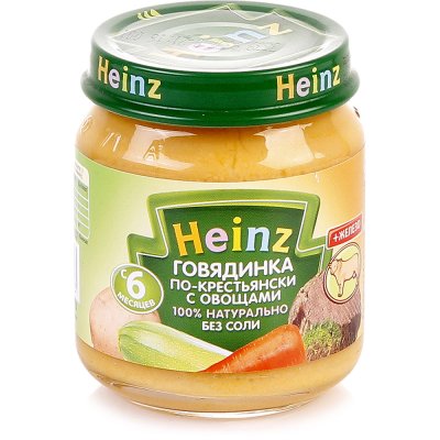 Пюре Хайнц 120г говядинка по-крестьянски с овощами ст/б