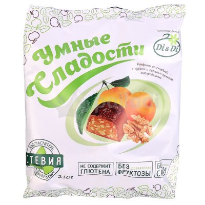 Конфеты Умные сладости 210г с курагой и грецким орехом