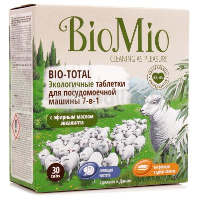 ЭКО таблетки BIO MIO BIO-TOTAL для посудомоечной машины 7 в 1 30шт (1/12)