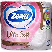 Бумага туалетная ZEWA Ultra Soft 4сл. 4 рулона Белая (1/10)