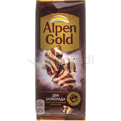 Шоколад Альпен Гольд темный и белый 85г Два шоколада