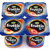 Йогурт Фруттис 5% персик/клубника 100г (упаковка 4шт)