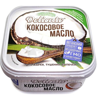 Масло кокосовое рафинированное отбеленное дезодорированное 450г Delicato